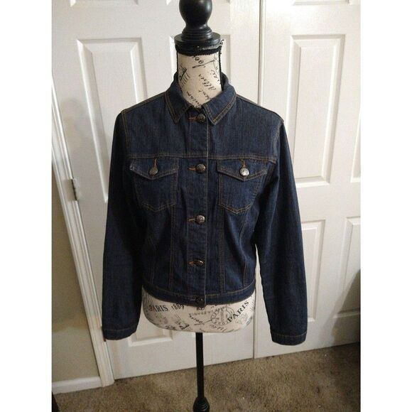 AQ Denim Jacket Small Blue boho Y2K Classic - Picture 2 of 9